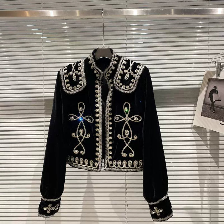 Ornate Embroidered Velvet Short Coat