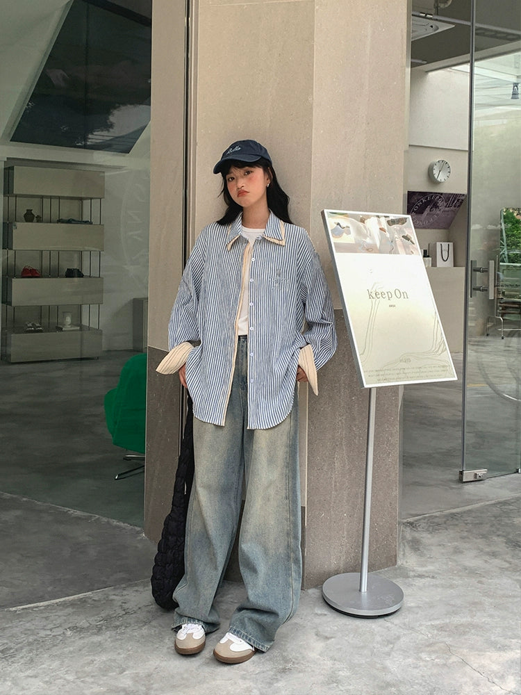 Striped Button-Up Casual Shirt