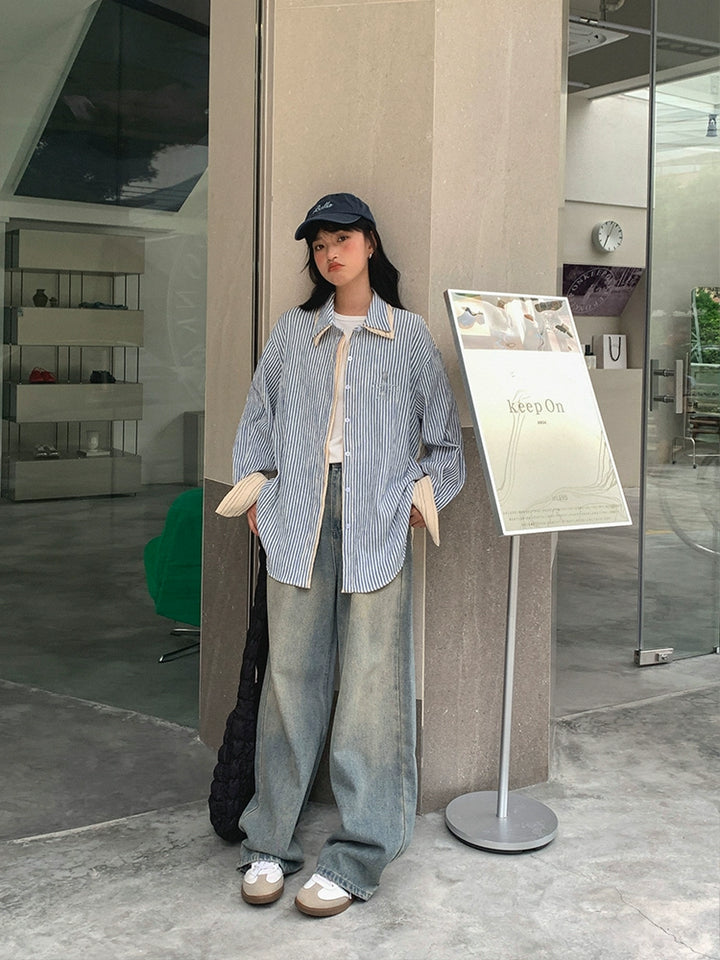 Striped Button-Up Casual Shirt
