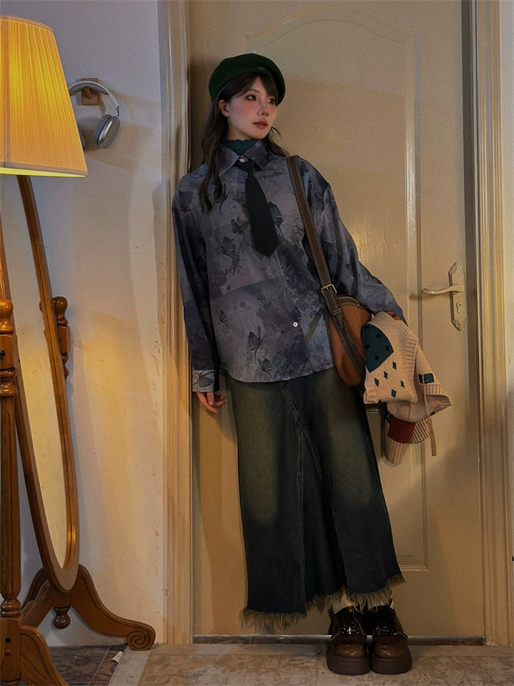 Floral Pattern Long Sleeve Shirt