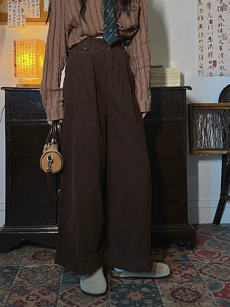 Elastic Waistband Wide-Leg Casual Pants