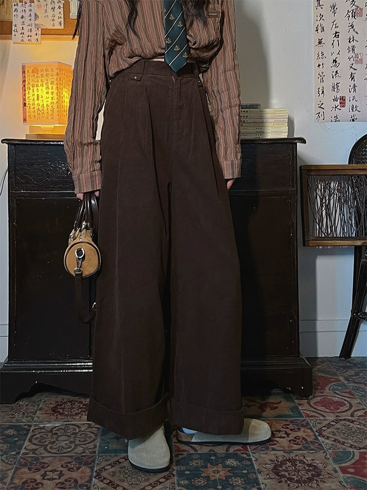 Elastic Waistband Wide-Leg Casual Pants