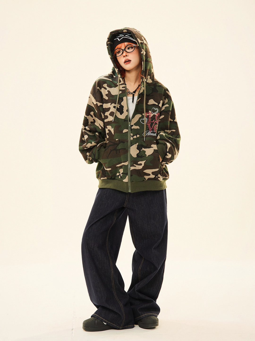 Camouflage Zip-Up Pocket Sweatshirt