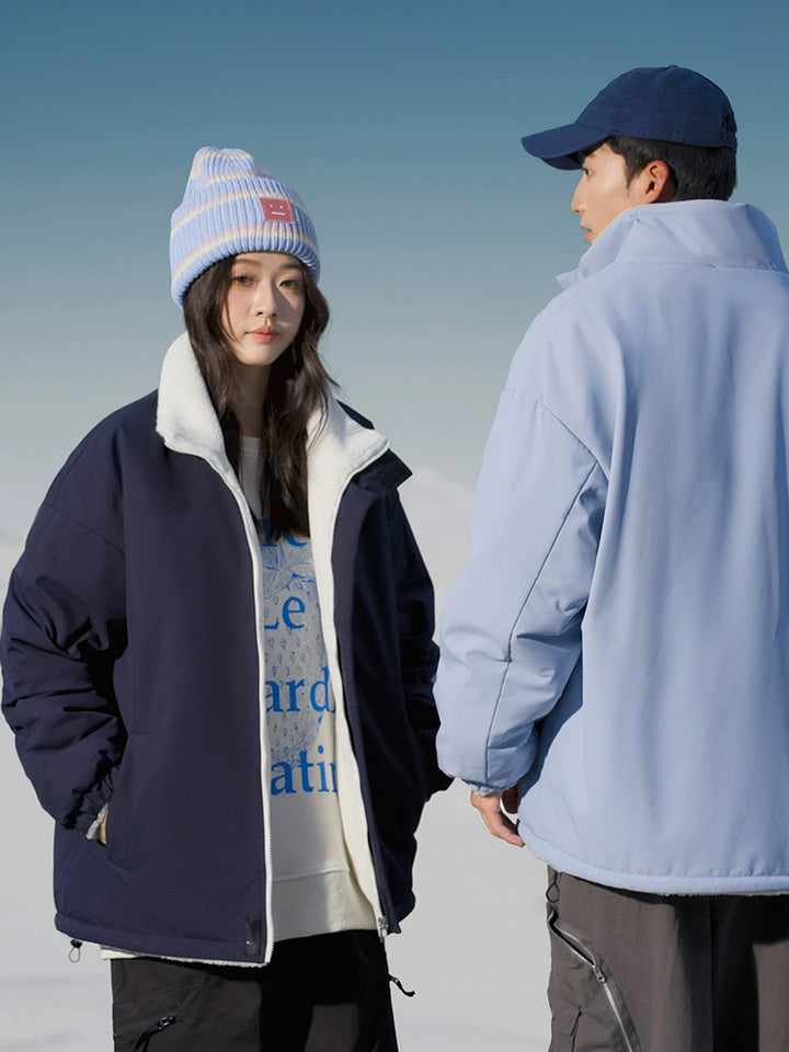 Double-sided Fleece Stand Collar Jacket