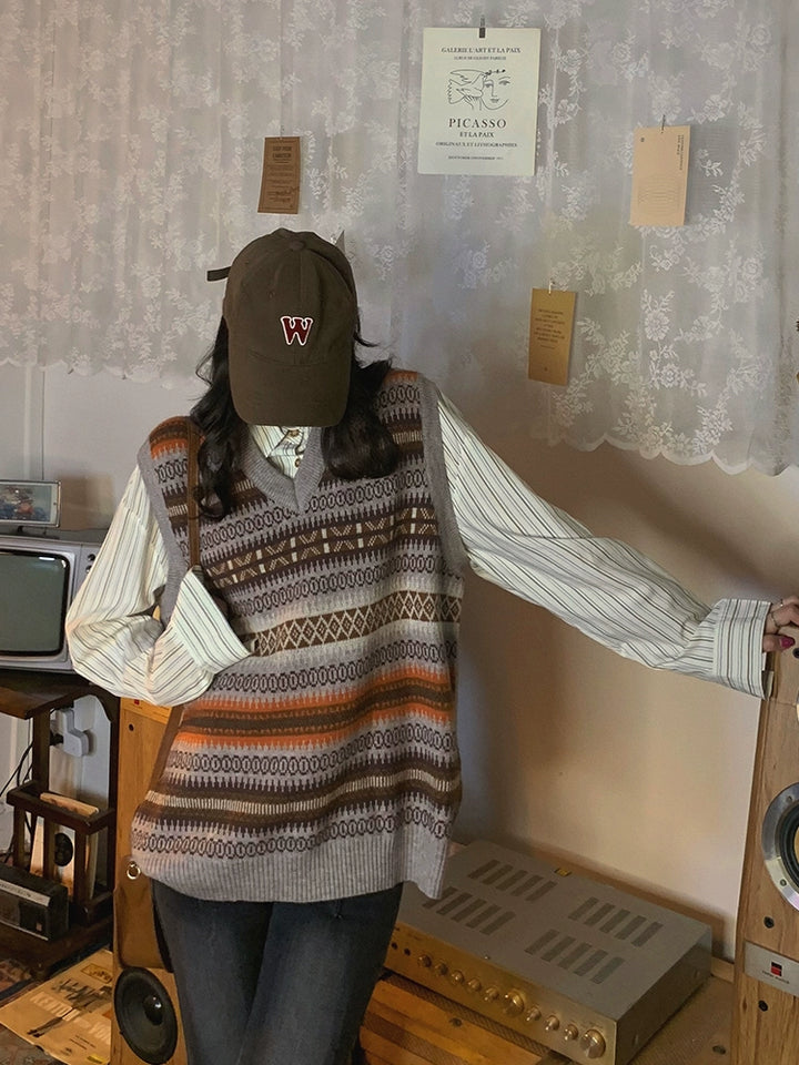 Striped Long-Sleeve Button-Up Shirt
