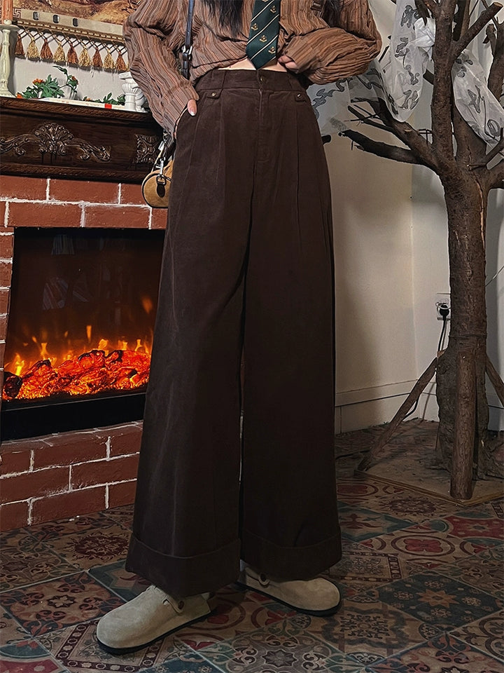 Elastic Waistband Wide-Leg Casual Pants