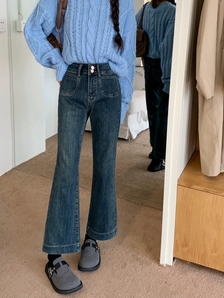Wide-Leg High-Waisted Denim Pants