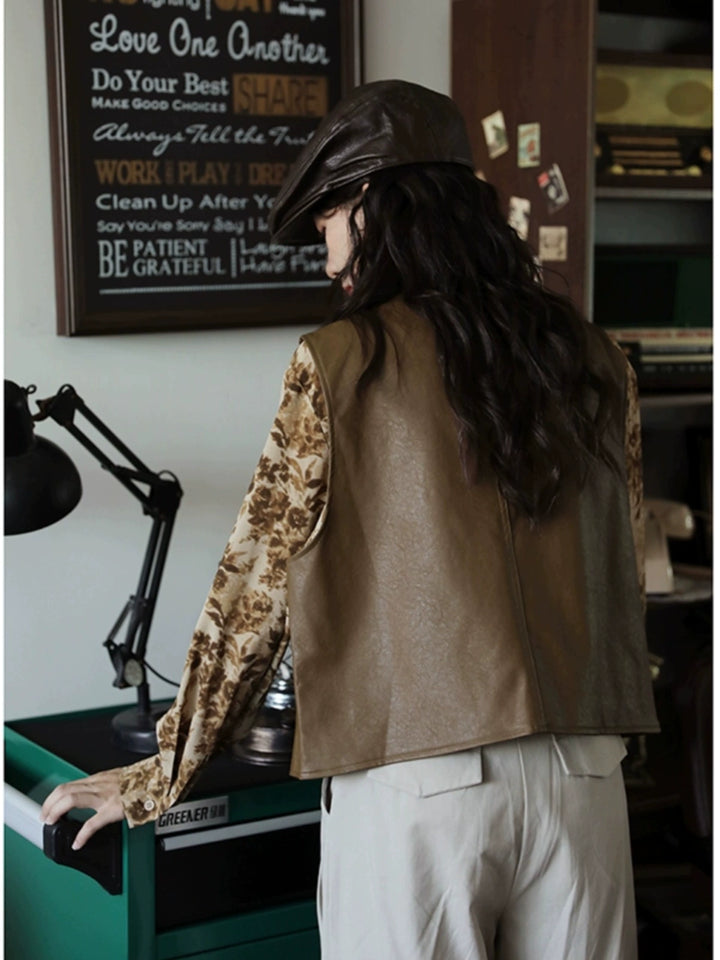 Leather Buttoned Vest
