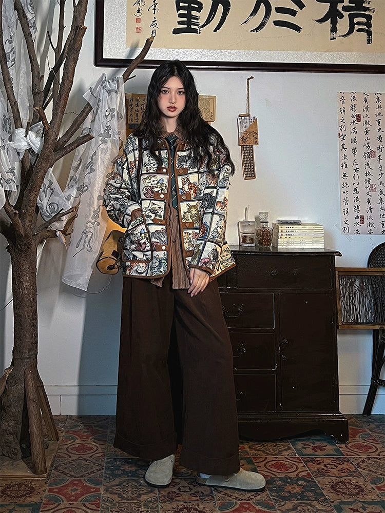 Elastic Waistband Wide-Leg Casual Pants