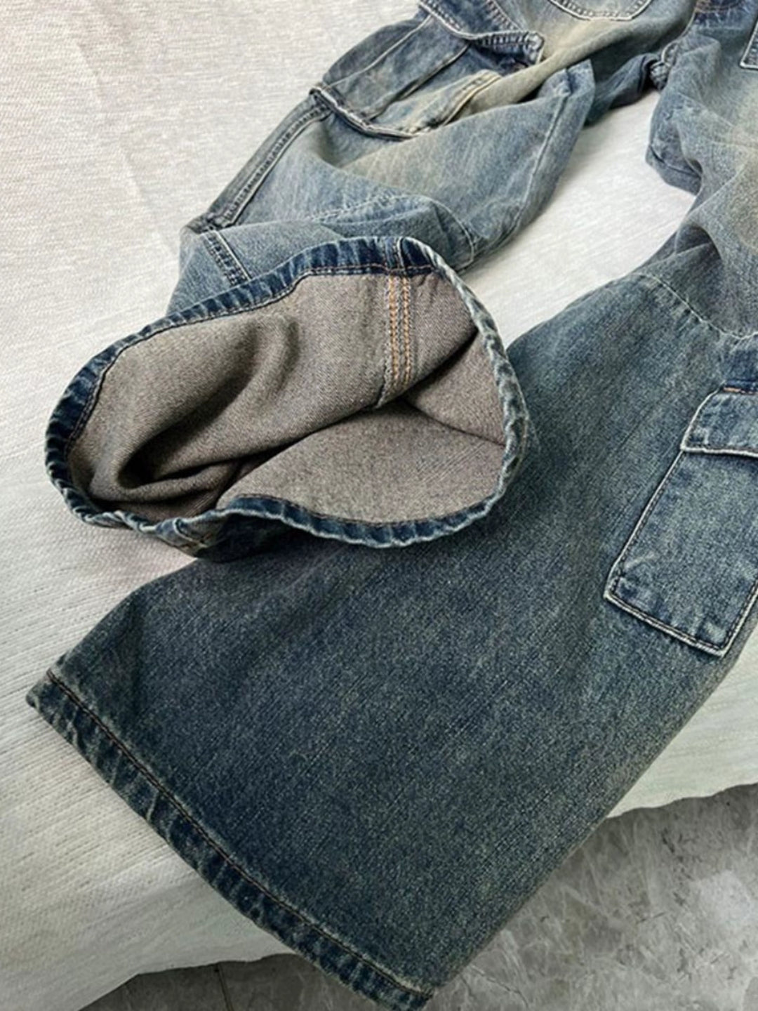 Pockets Cargo Denim Pants