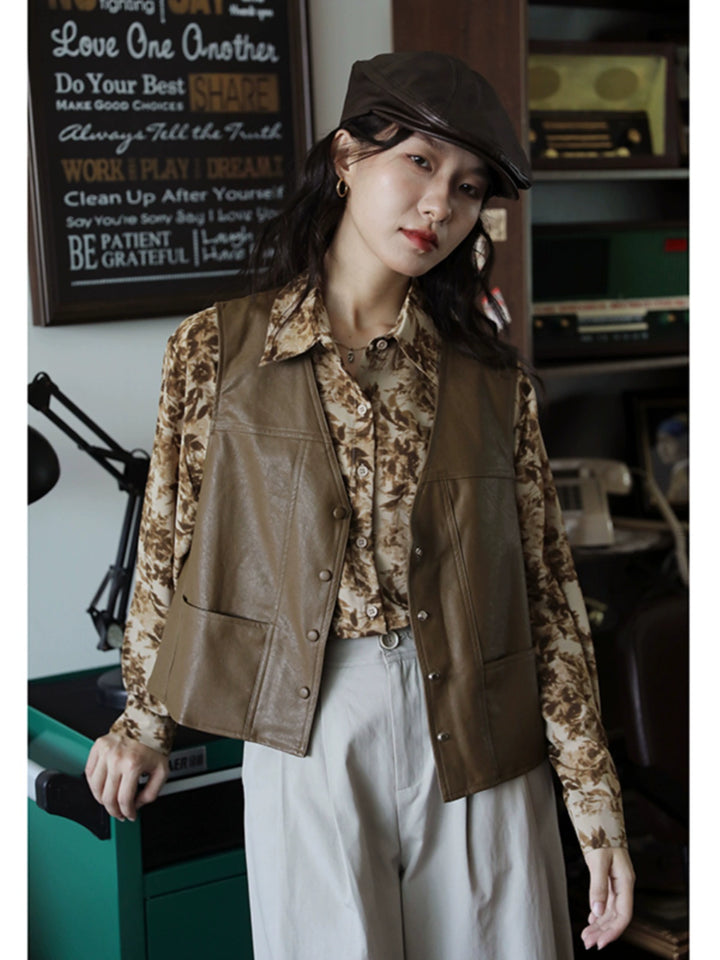 Leather Buttoned Vest