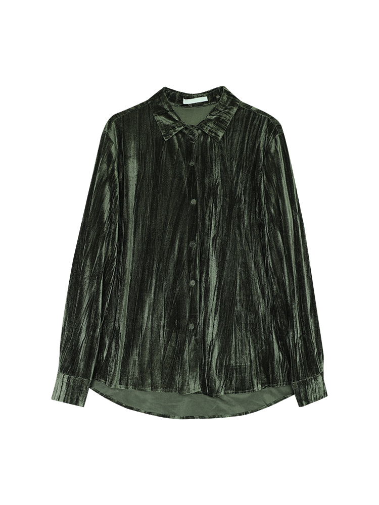 Velvet Button-Up Shirt