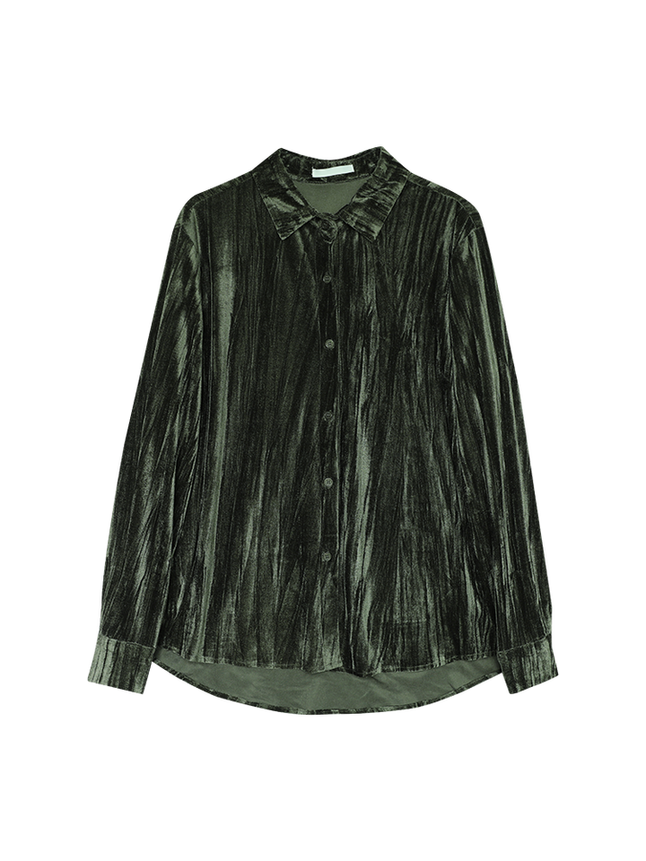 Velvet Button-Up Shirt