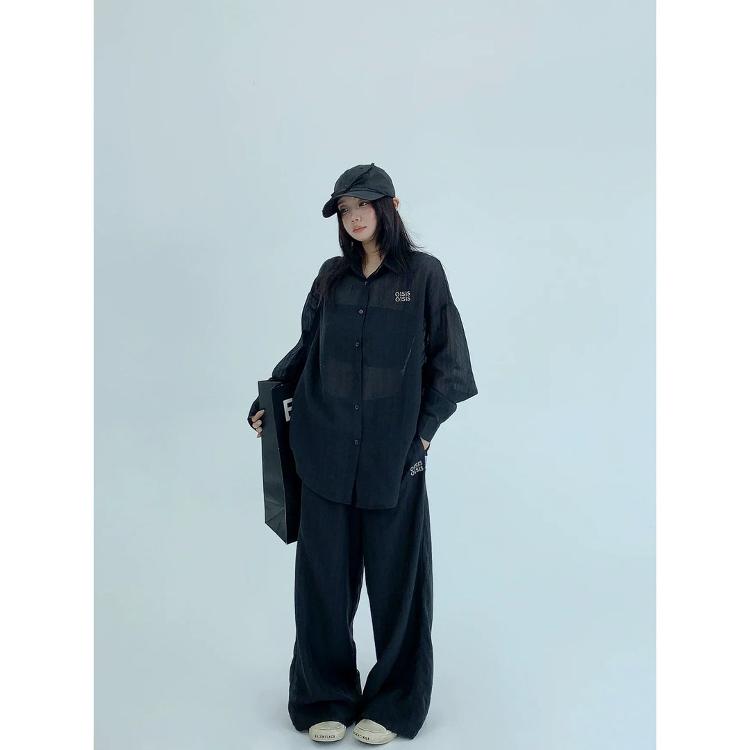 Loose Wide-Leg Straight Drape Pants