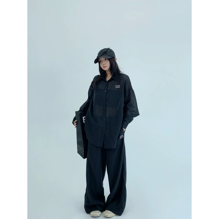 Loose Wide-Leg Straight Drape Pants