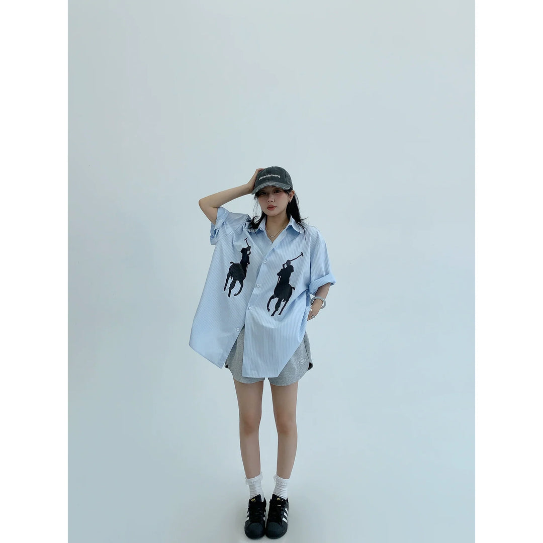 Loose Striped Short Sleeve Shirt