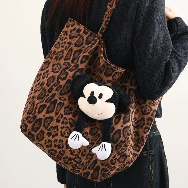 Cartoon Accent Leopard Print Tote Bag