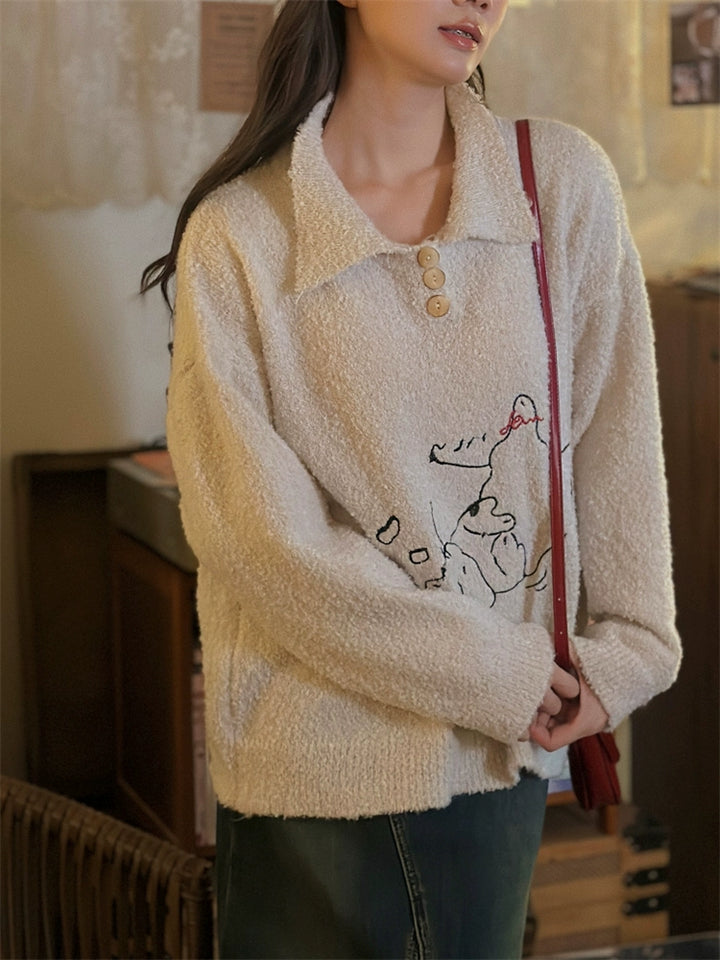 Art Print Cozy Wool Blend Sweater
