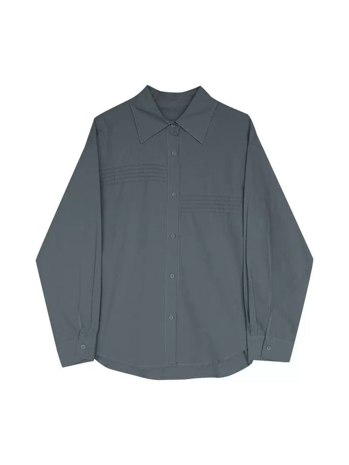 Relaxed Fit Pintuck Button-Up Shirt