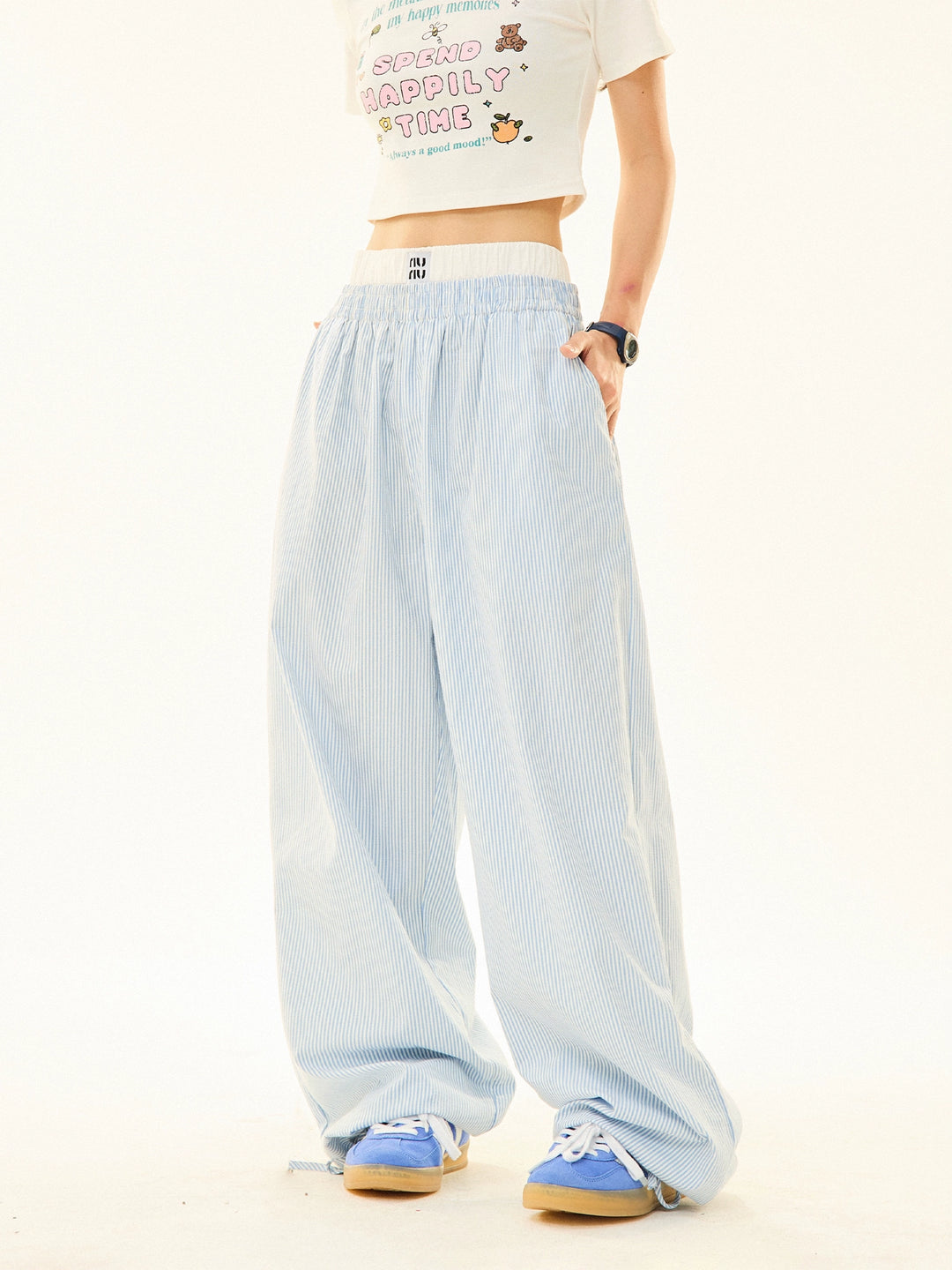 Striped Casual Straight Pants