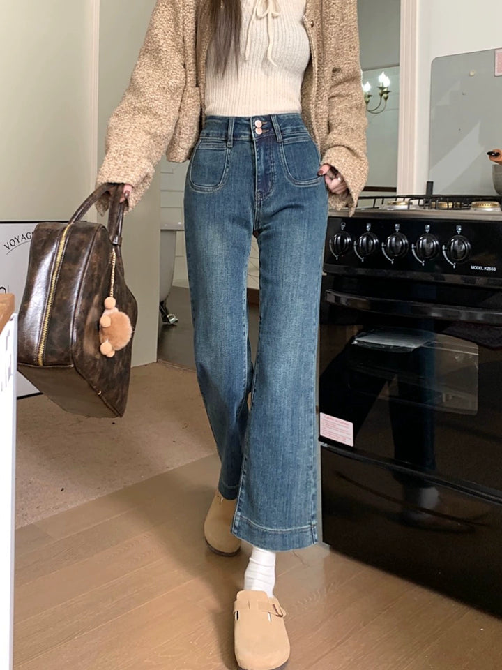 High-Waisted Straight-Leg Jeans