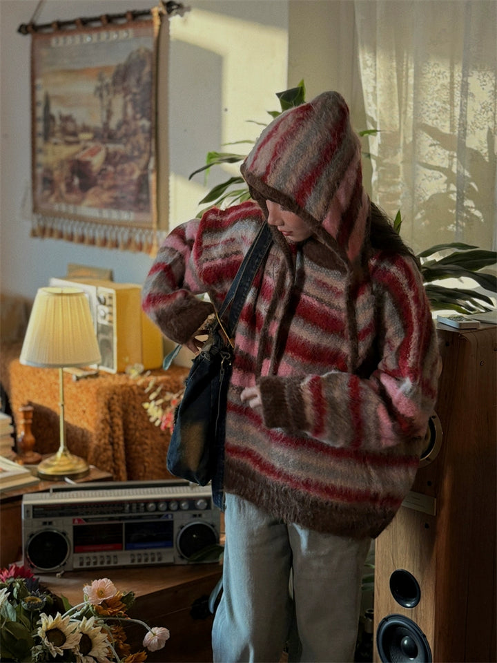 Striped Wool Hoodie Sweater