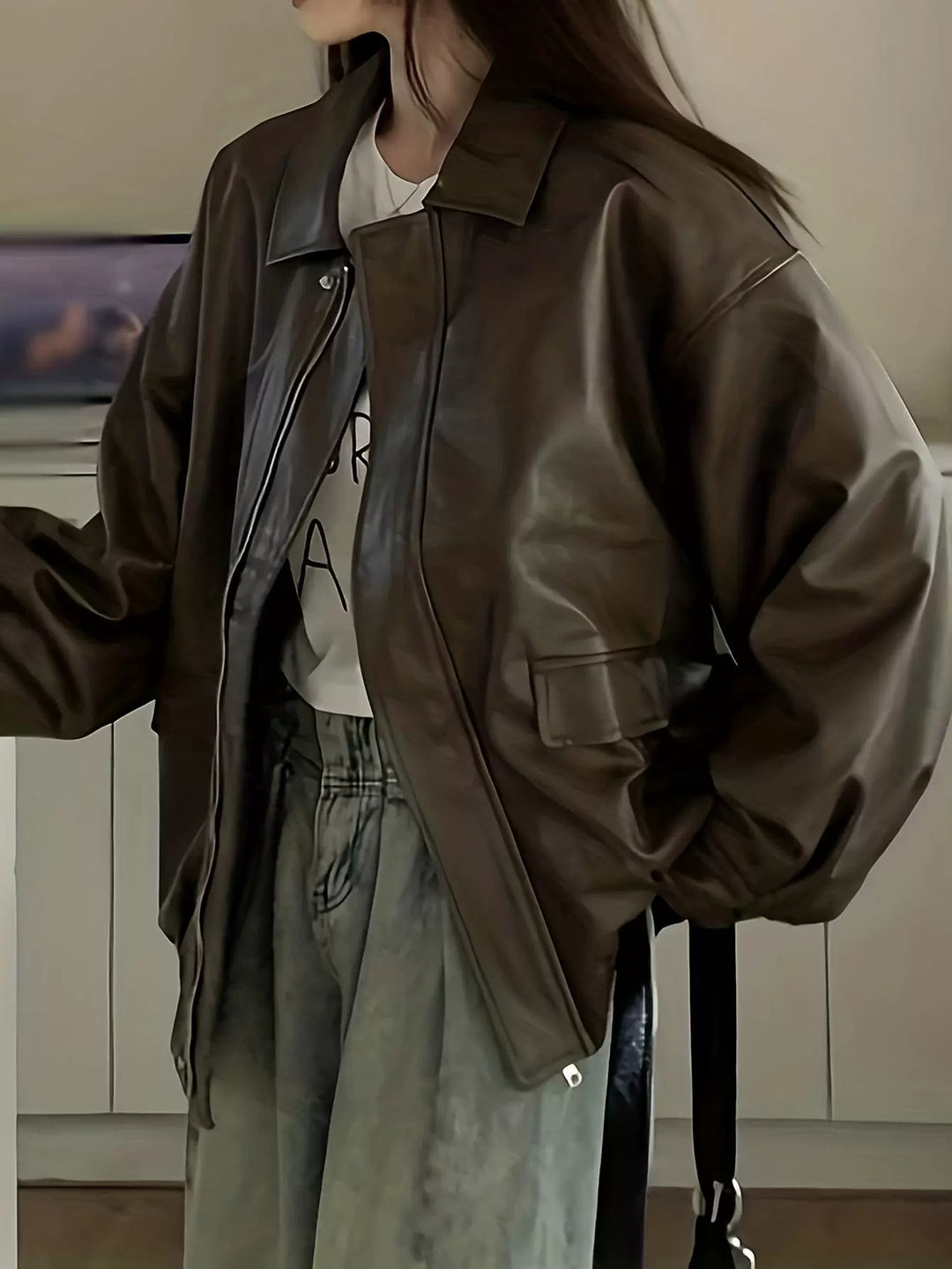 Oversized Leather Jacket