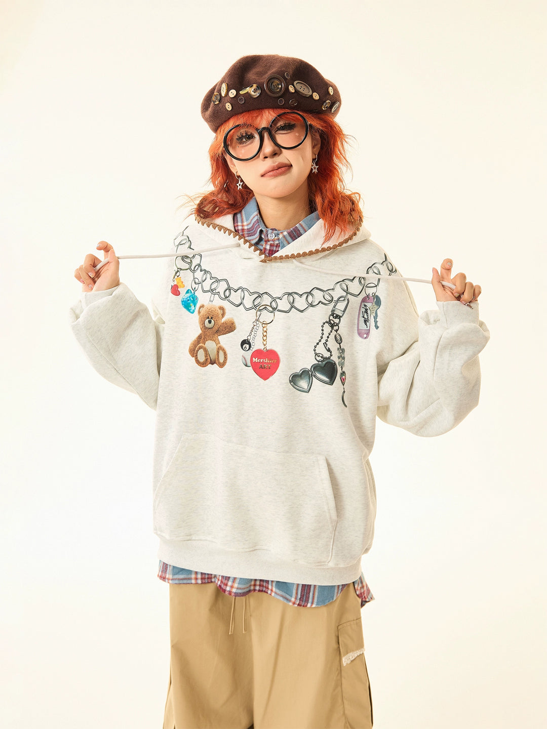 Teddy Bear Graphic Hooded Sweatshirt