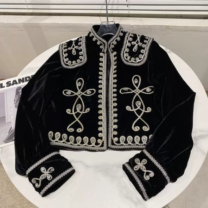 Ornate Embroidered Velvet Short Coat