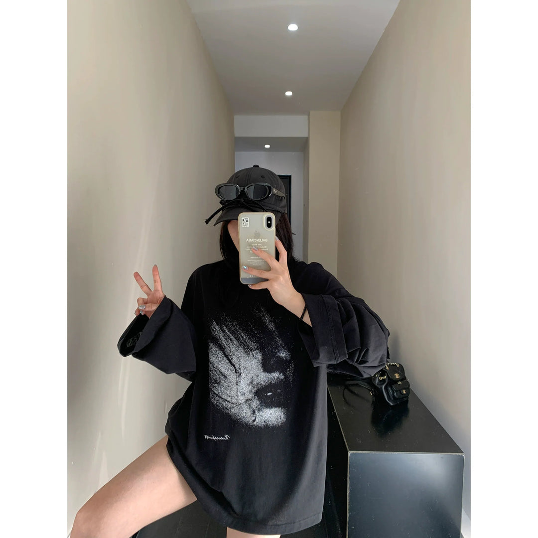 Loose-Fit Printed Long Sleeve Pullover