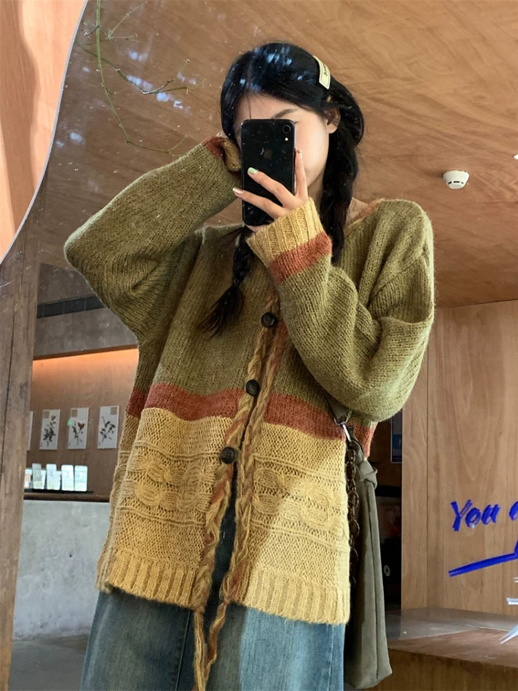 Chunky Button Knit Wool Sweater