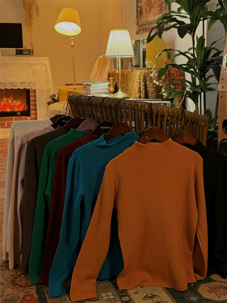 Retro Half Turtleneck Bottoming Shirt