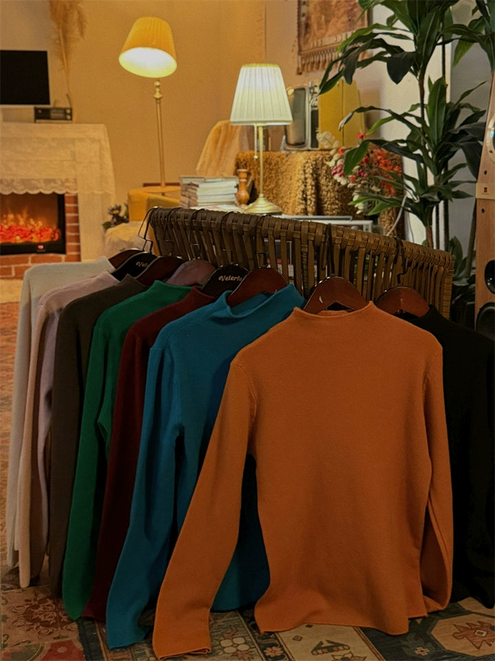 Retro Half Turtleneck Bottoming Shirt