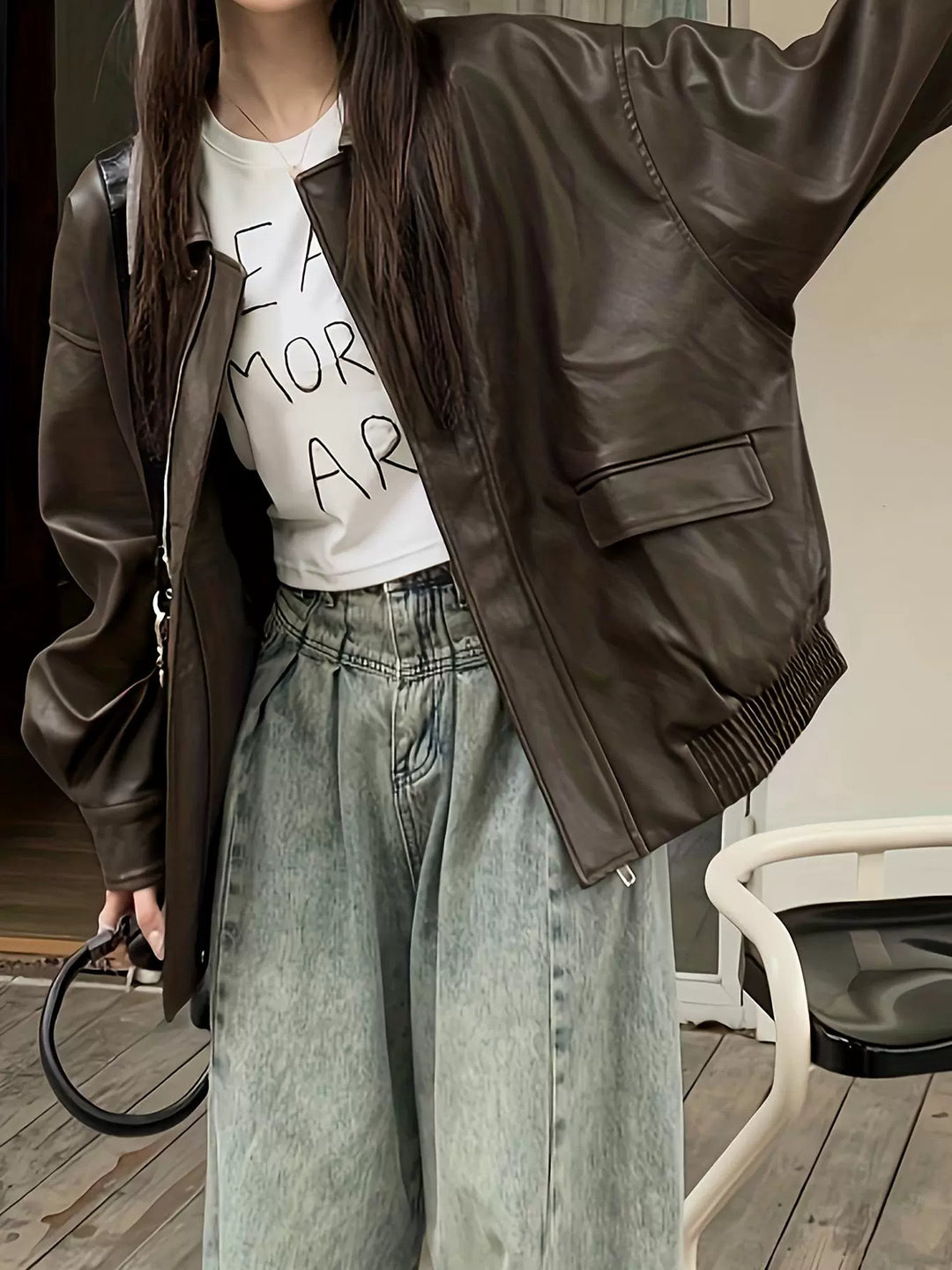 Oversized Leather Jacket