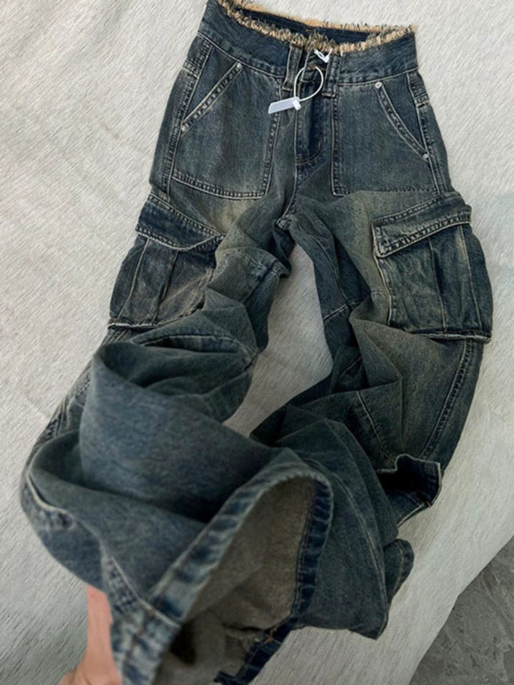 Pockets Cargo Denim Pants