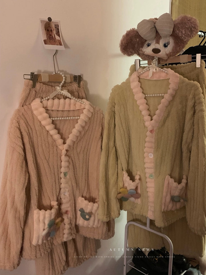 Cozy Fleece Button-Down Pajama Set