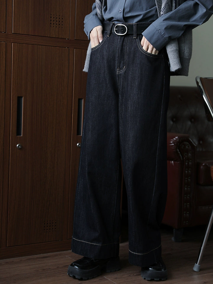Wide-Leg Denim Pants