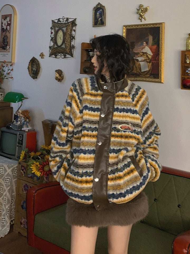 Retro Plaid Plus Velvet Thickened Jacket