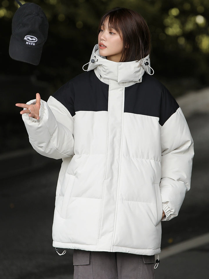 Drawstring Hooded Cotton-Padded Jacket