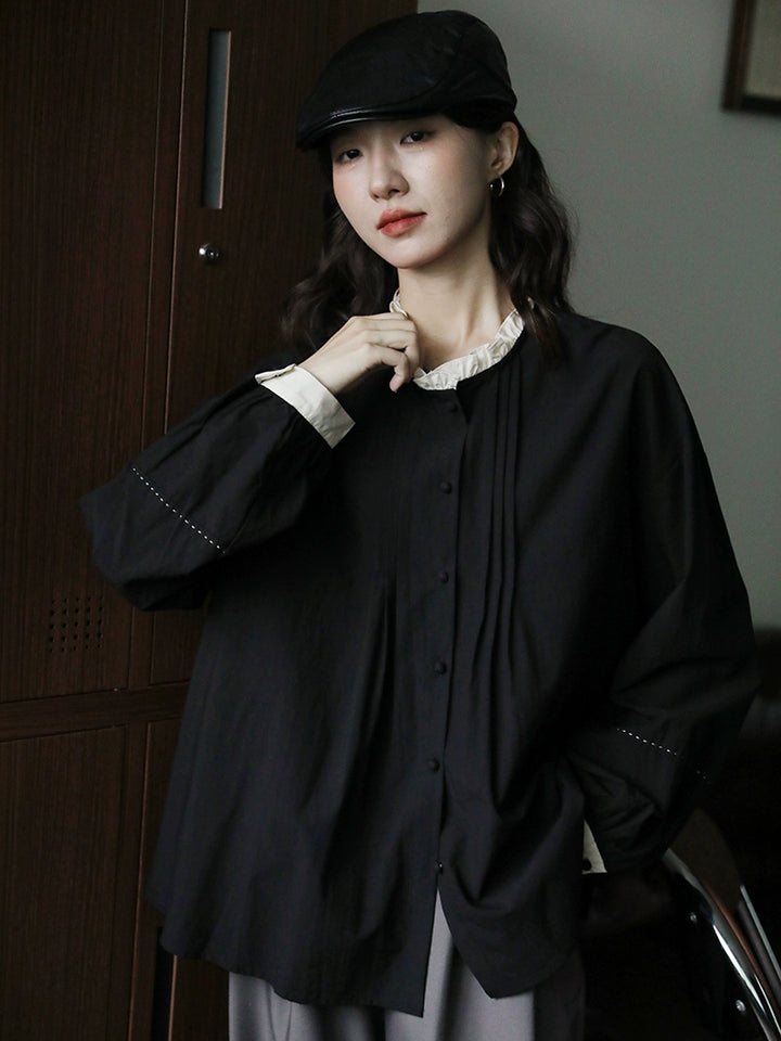 Ruffled Collar Long Sleeve Shirt