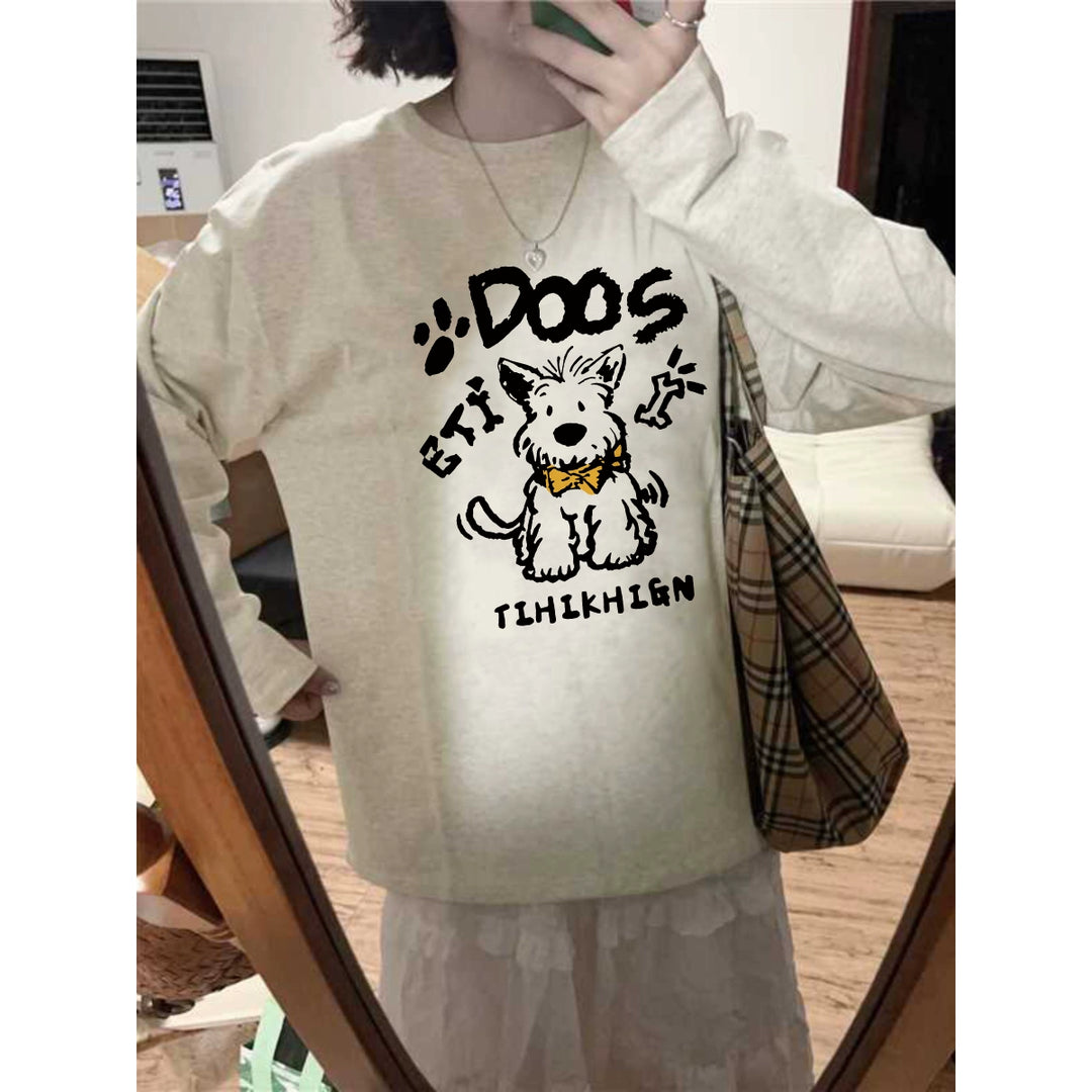 Cartoon Dog Graphic Long Sleeve T-Shirt