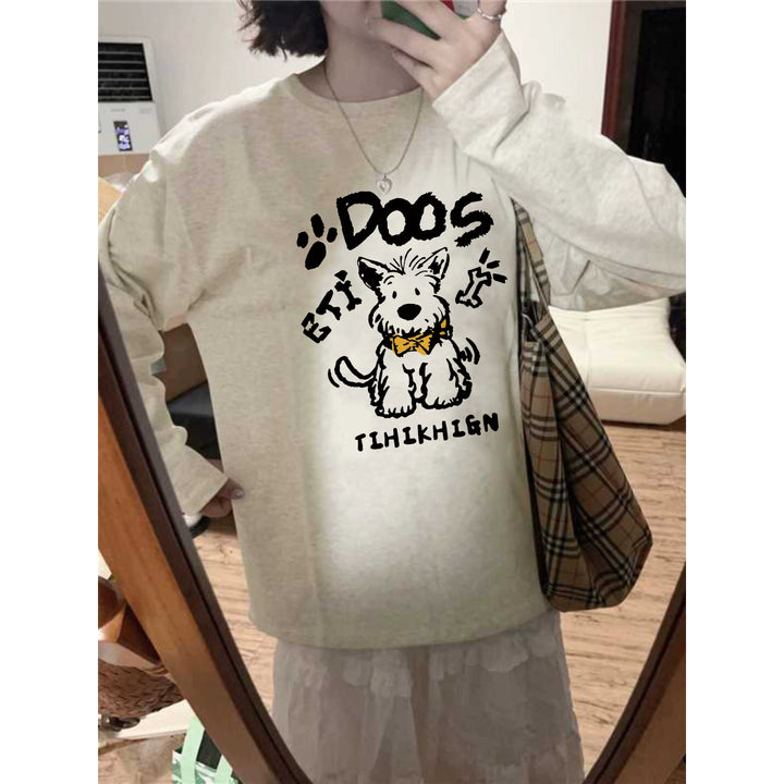Cartoon Dog Graphic Long Sleeve T-Shirt