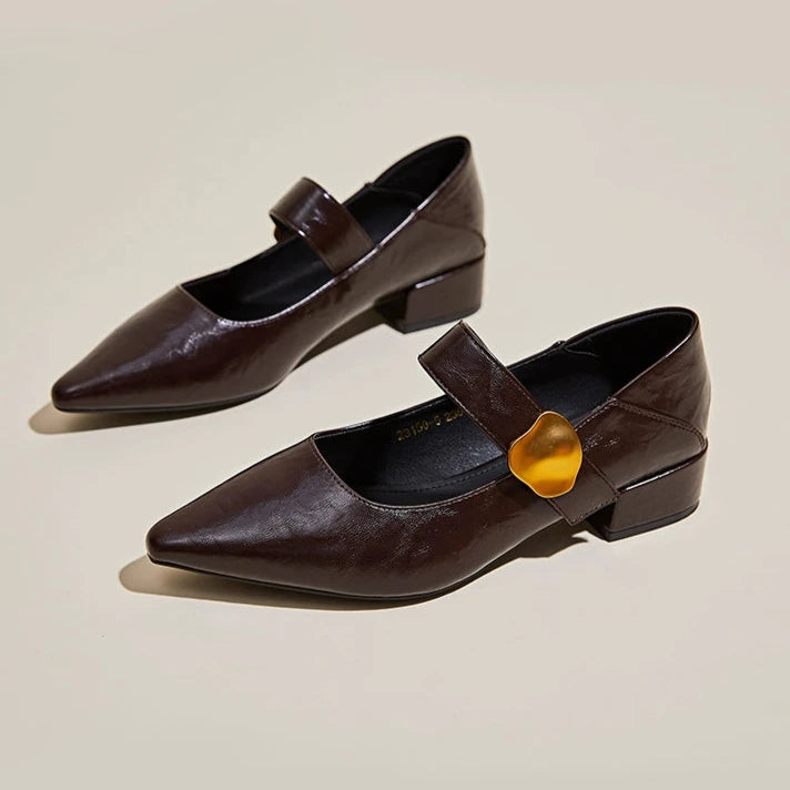 Buckle Pointed Shallow-Mouth Shoes