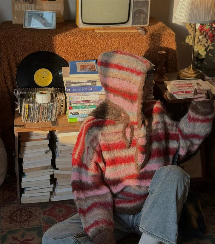 Striped Wool Hoodie Sweater