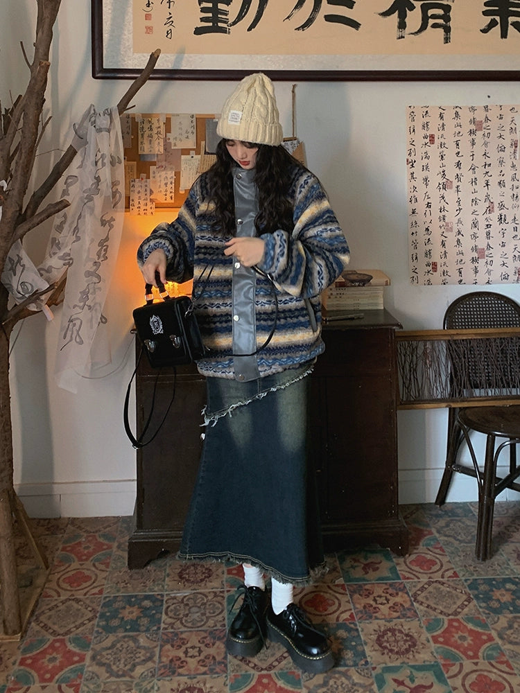 Retro Plaid Plus Velvet Thickened Jacket