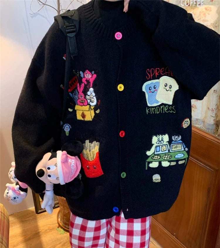 Cartoon Patch Knit Sweater