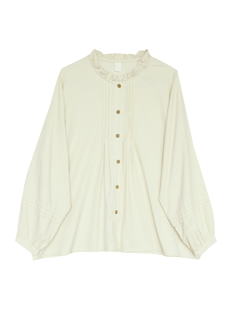Ruffled Button-Down Long Sleeve Shirt
