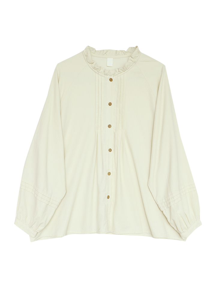 Ruffled Button-Down Long Sleeve Shirt