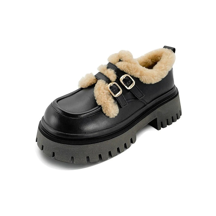 Chunky Buckled Fleece Lining Shoes