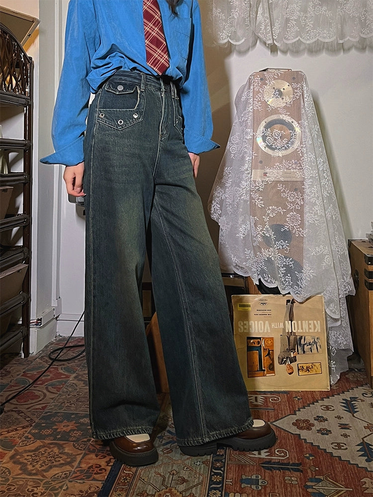 Wide-Leg High Waist Jeans